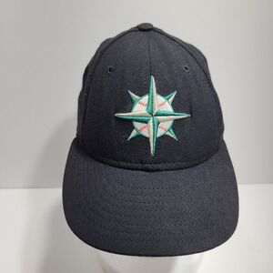 Seattle Mariners Hat Cap Black New Era MLB Baseball 59Fifty OSFM Logo Mens